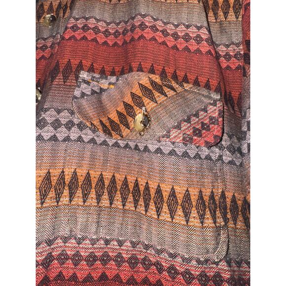 J L Powell Aztec Button Up Flannel Shirt Men's Size XXL Western Geometric Fall - Picture 11 of 11